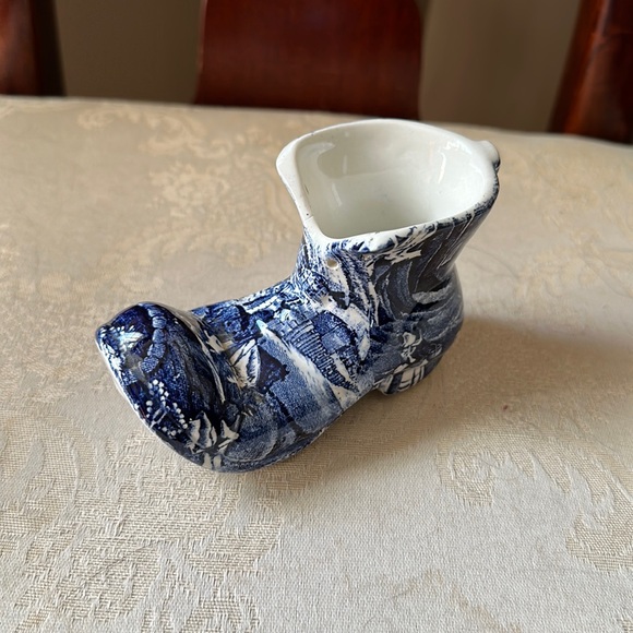 Old Foley James Kent Staffordshire England Delft blue porcelain shoe, boot 1950s - Picture 3 of 10